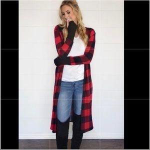 Buffalo Plaid Duster with thumb holes